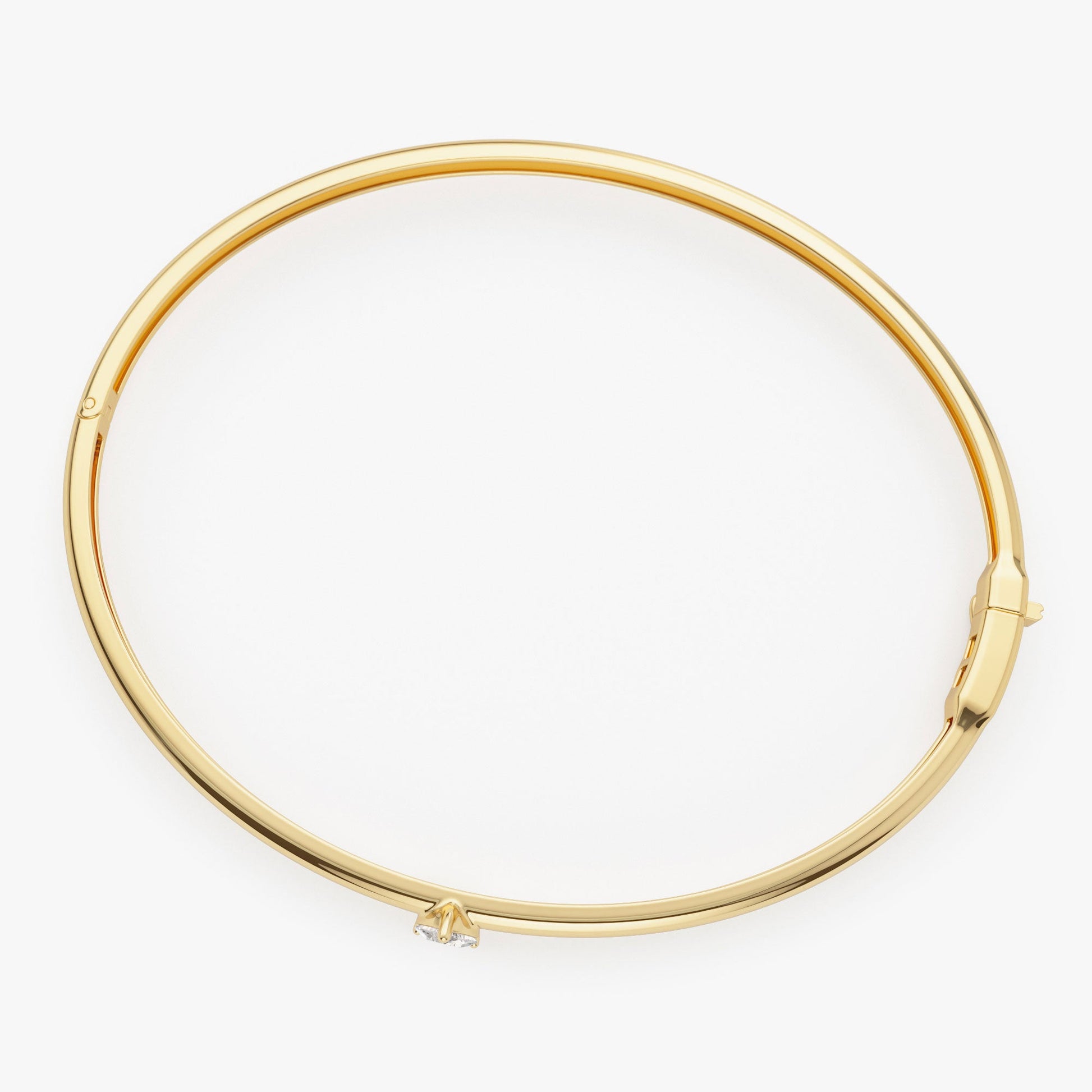 14K Heart Shape Diamond Solitaire Bangle