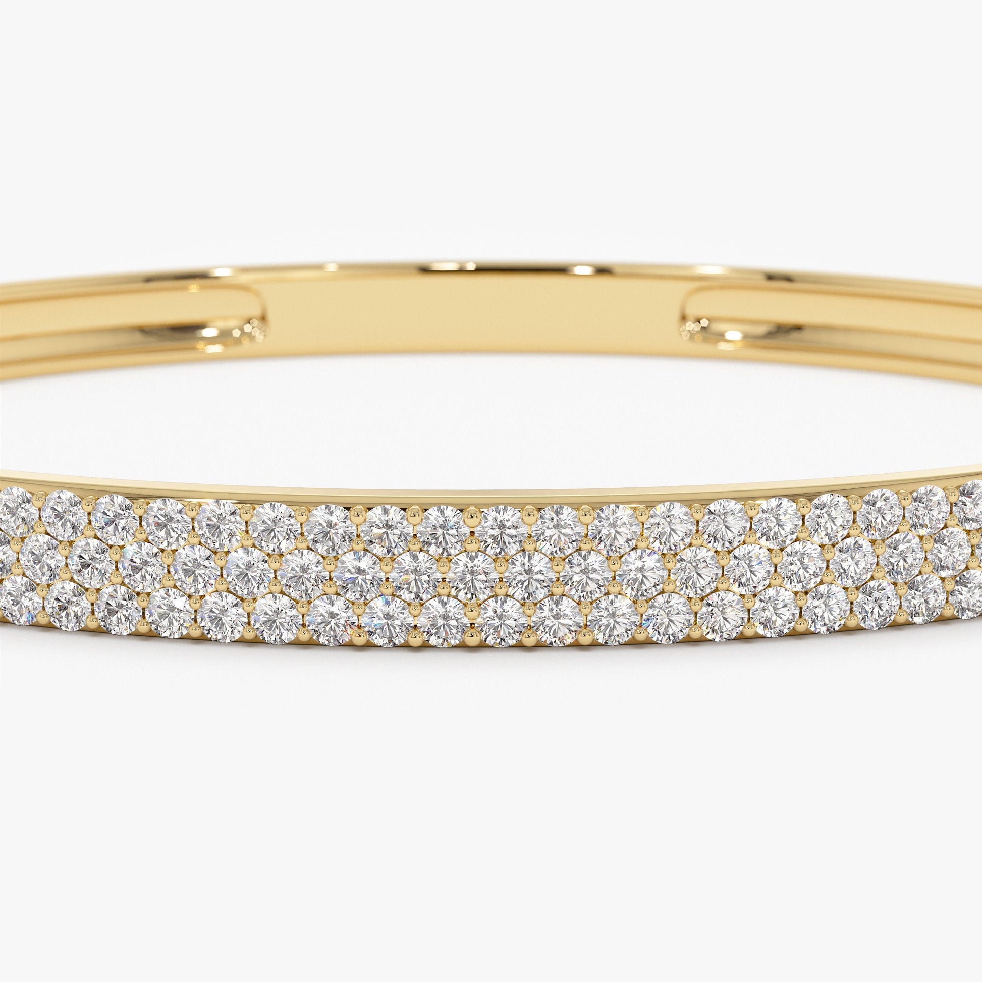 14k Triple Row Statement Diamond Bangle 1.80 Ctw