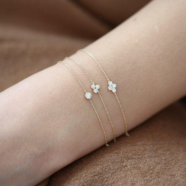 14k Gold Bezel Setting Diamond Solitaire Bracelet 0.05ctw