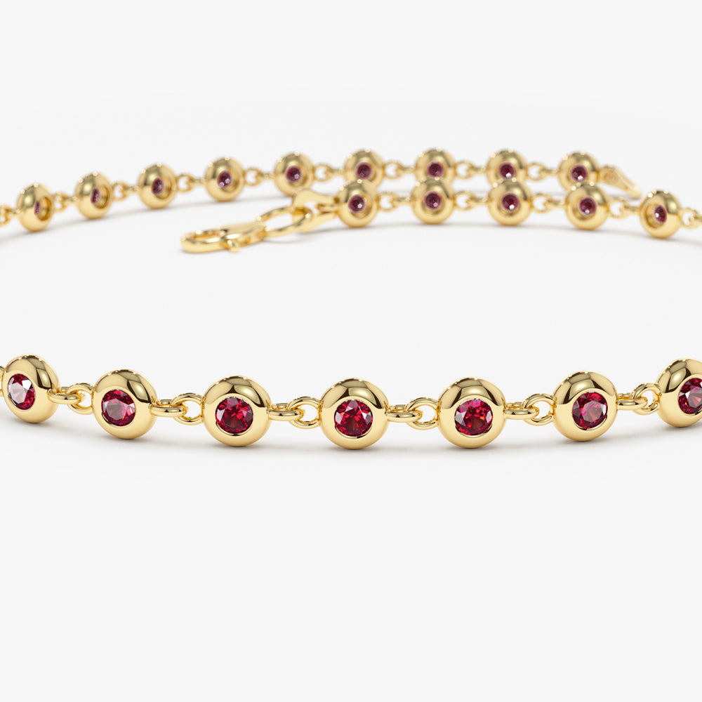 14k Bezel Set Ruby Tennis Bracelet