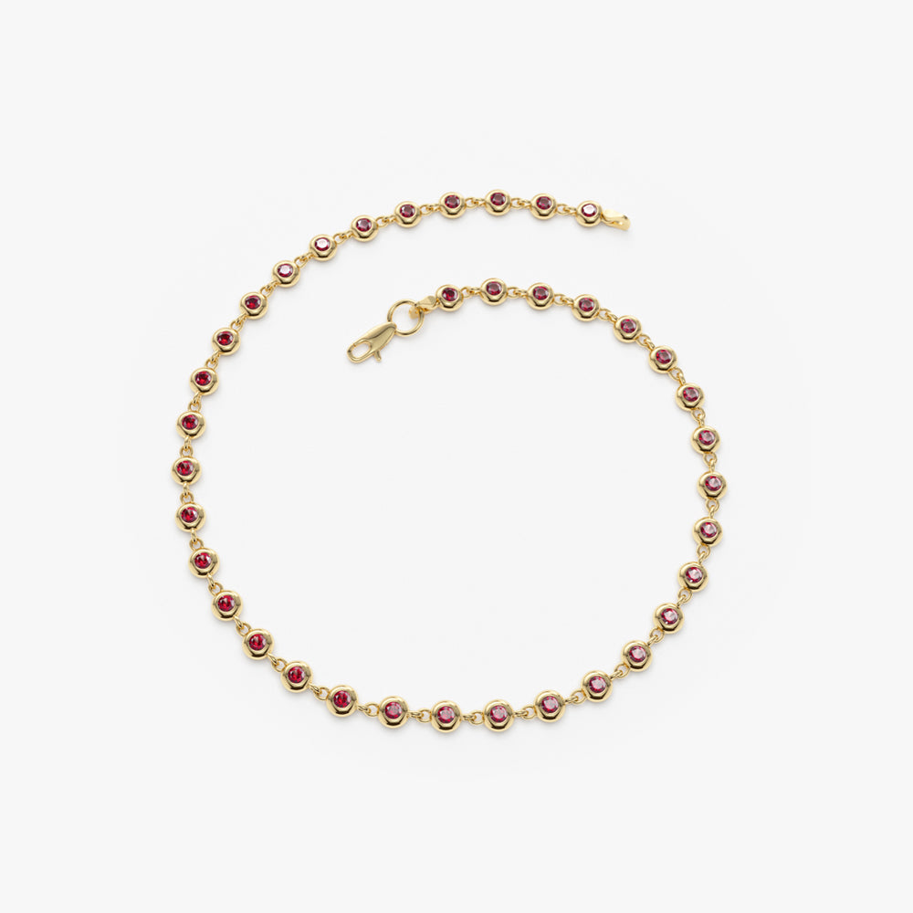 14k Bezel Set Ruby Tennis Bracelet