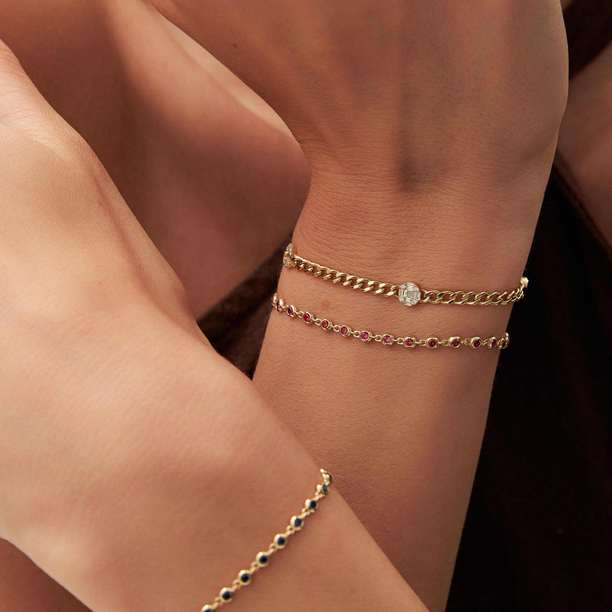 14k Bezel Set Ruby Tennis Bracelet
