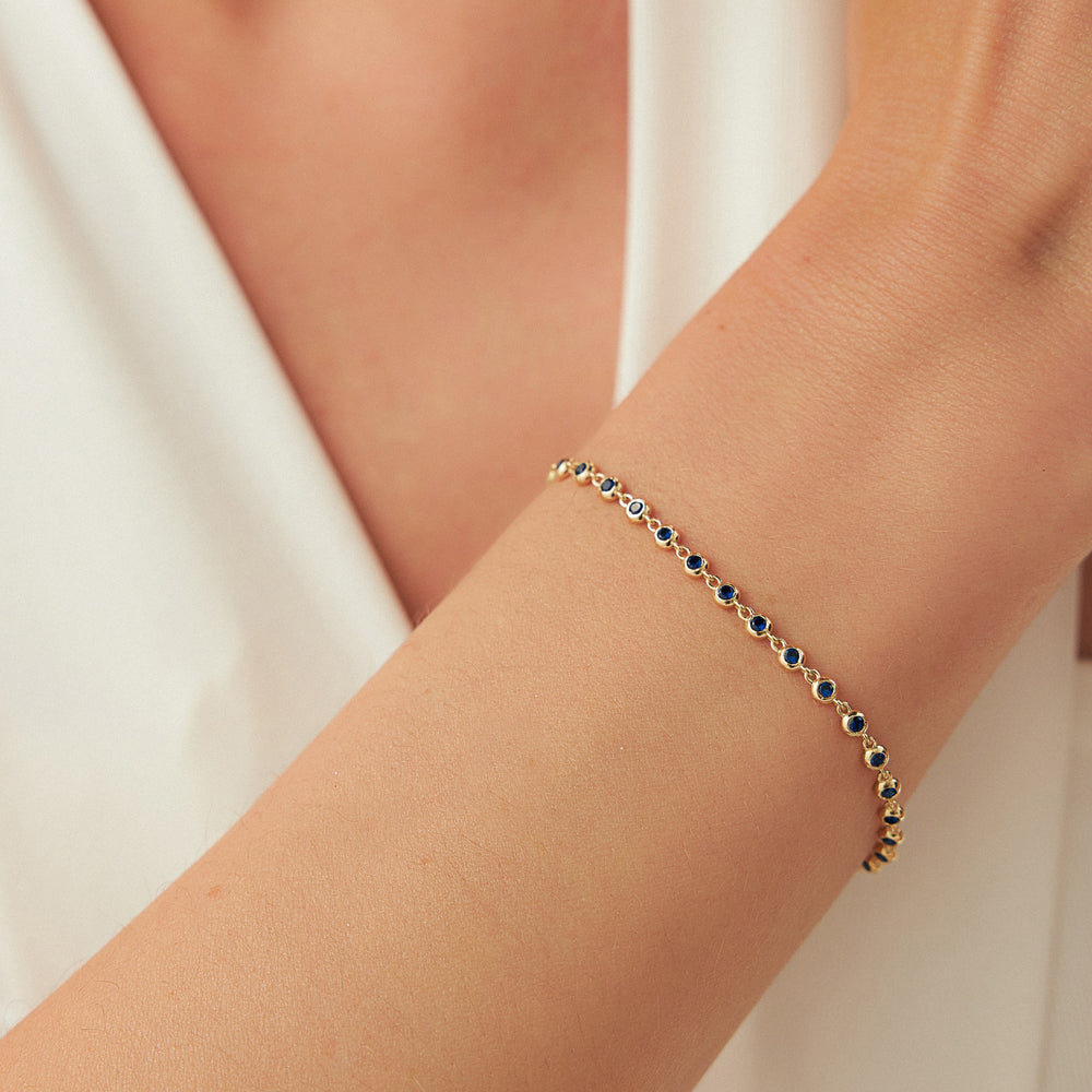 14k Bezel Set Sapphire Tennis Bracelet