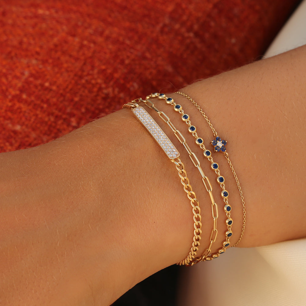 14k Bezel Set Sapphire Tennis Bracelet