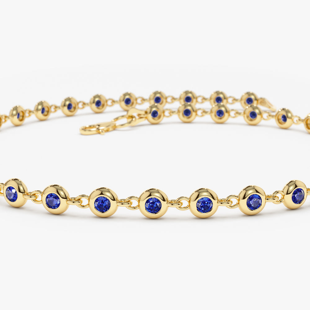 14k Bezel Set Sapphire Tennis Bracelet