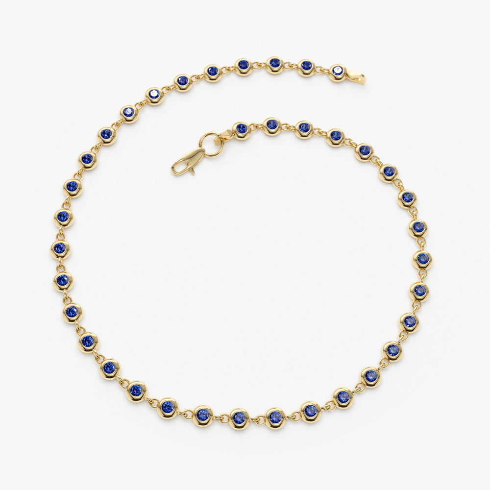 14k Bezel Set Sapphire Tennis Bracelet
