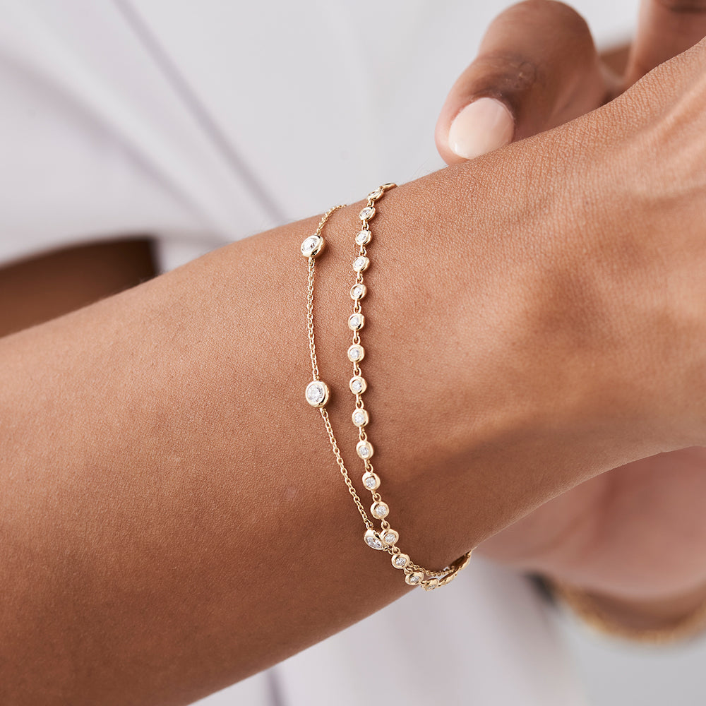 14K Gold Bezel Setting Diamond Tennis Bracelet