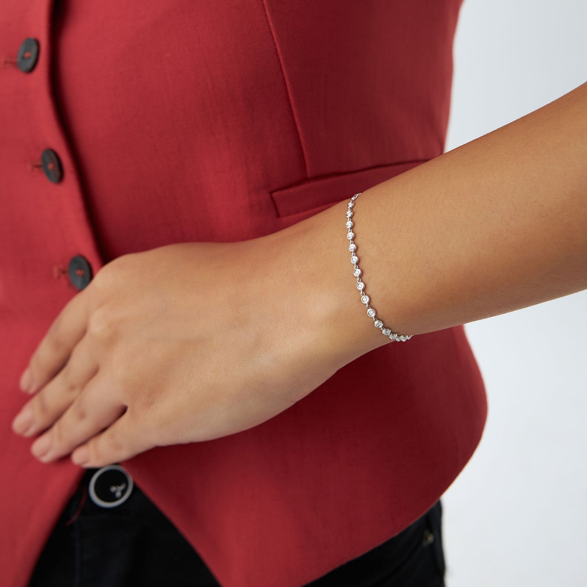 14K Gold Bezel Setting Diamond Tennis Bracelet