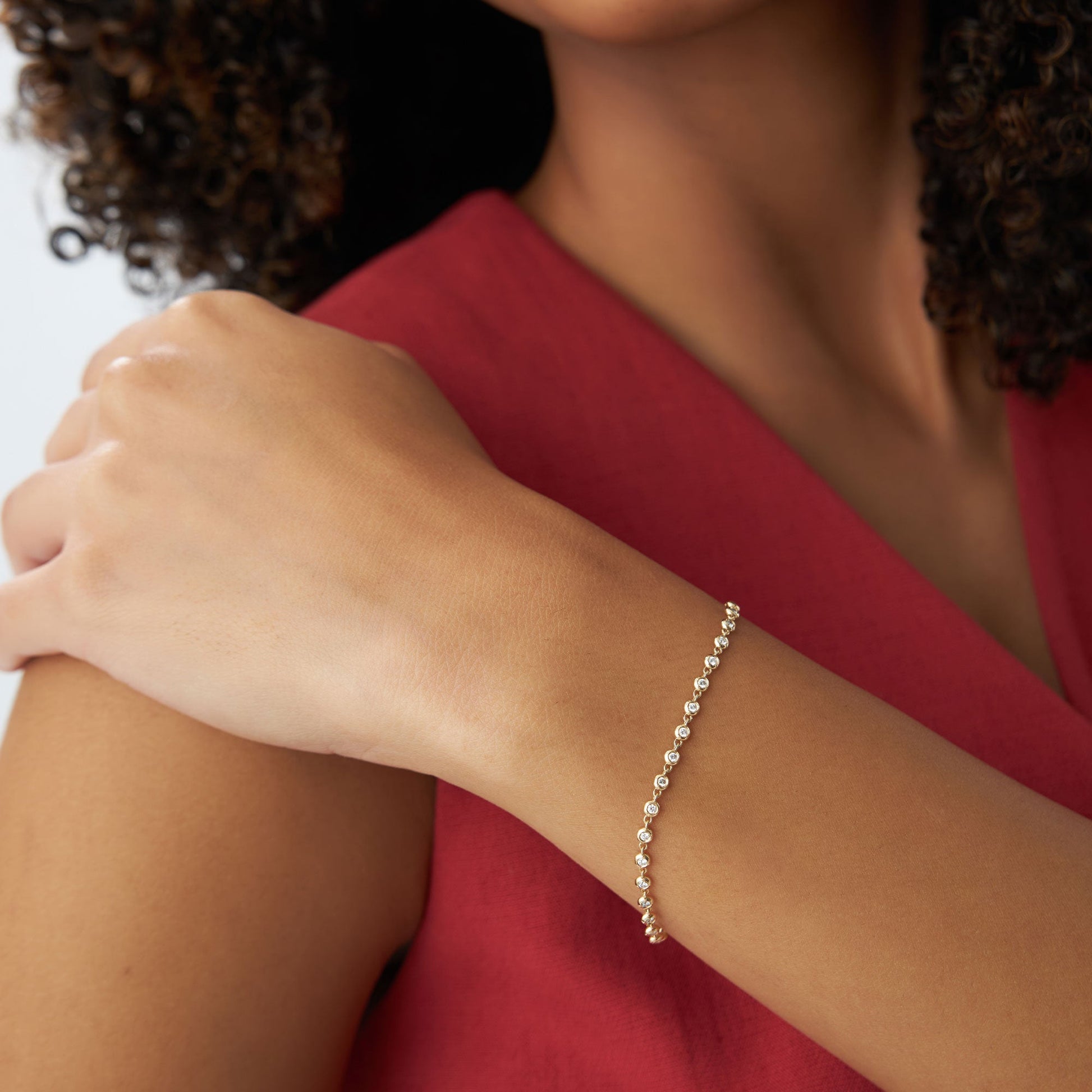 14K Gold Bezel Setting Diamond Tennis Bracelet