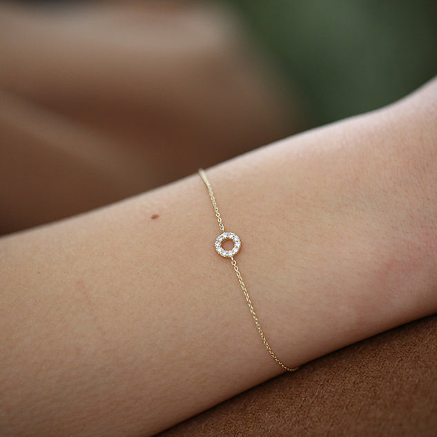 14K Gold Round Pave Diamond Bracelet