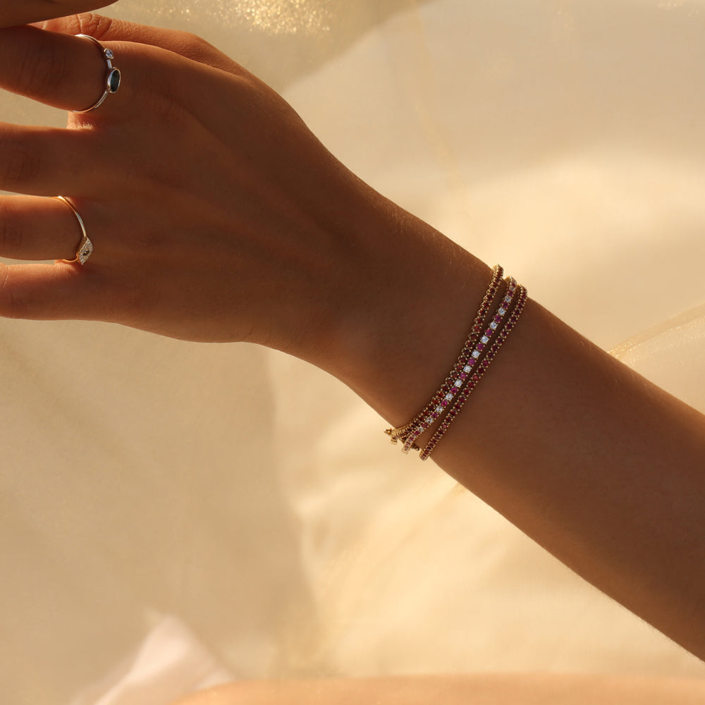14k Prong Setting Diamond and Ruby Tennis Bracelet