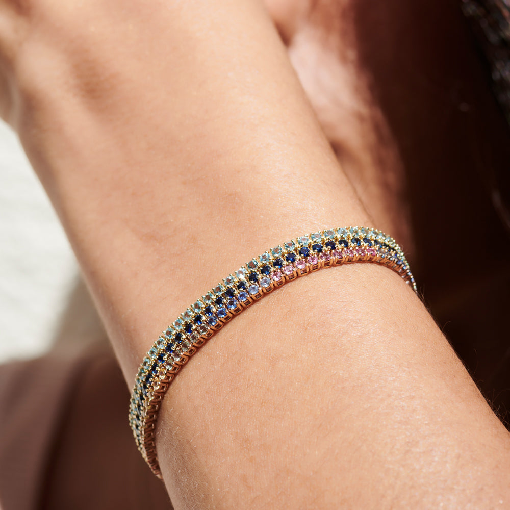 14k Prong Setting Sapphire Tennis Bracelet