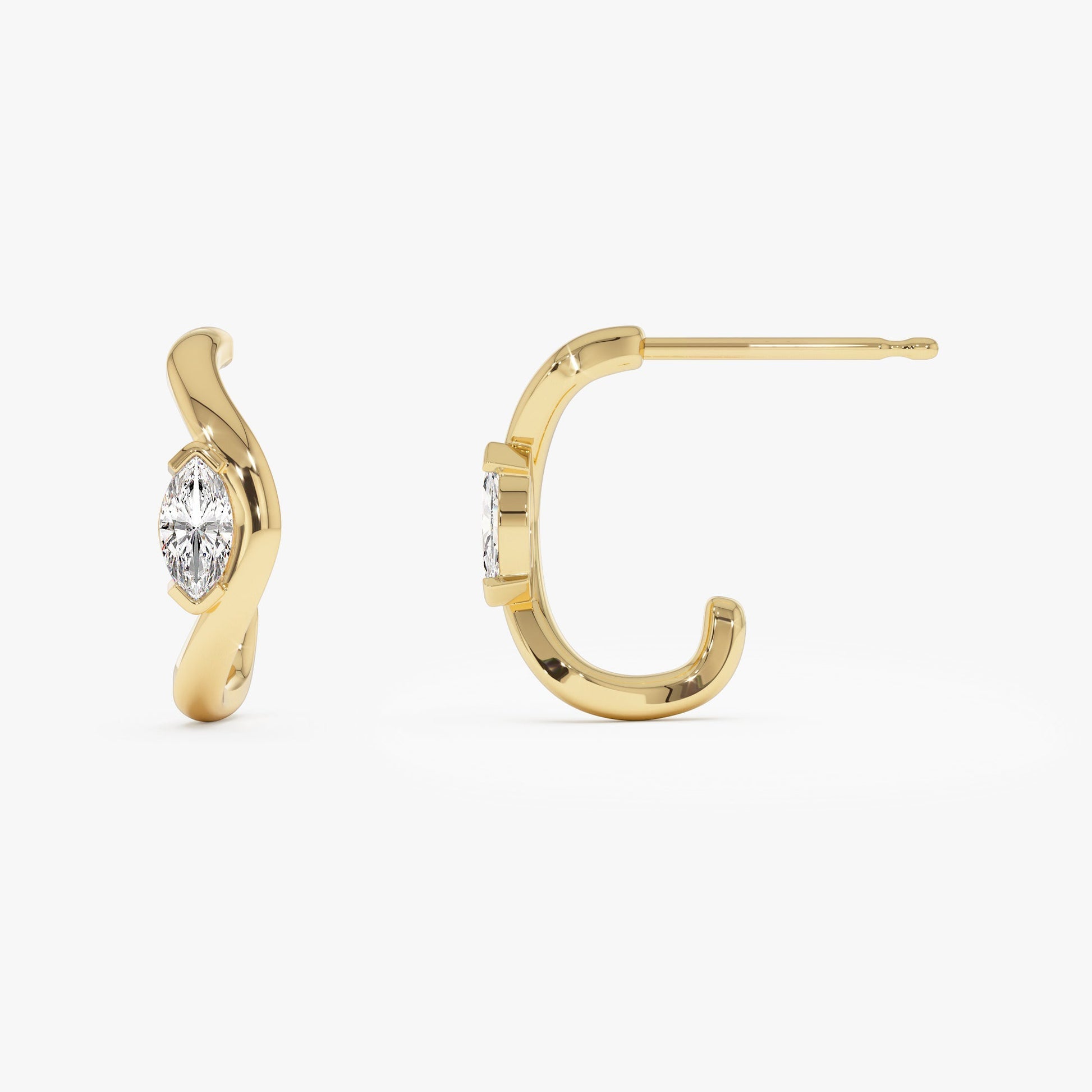 0.60 ctw 14k Marquise Shapes Lab Grown Swivel J Hoops - Emery - Geum Jewels