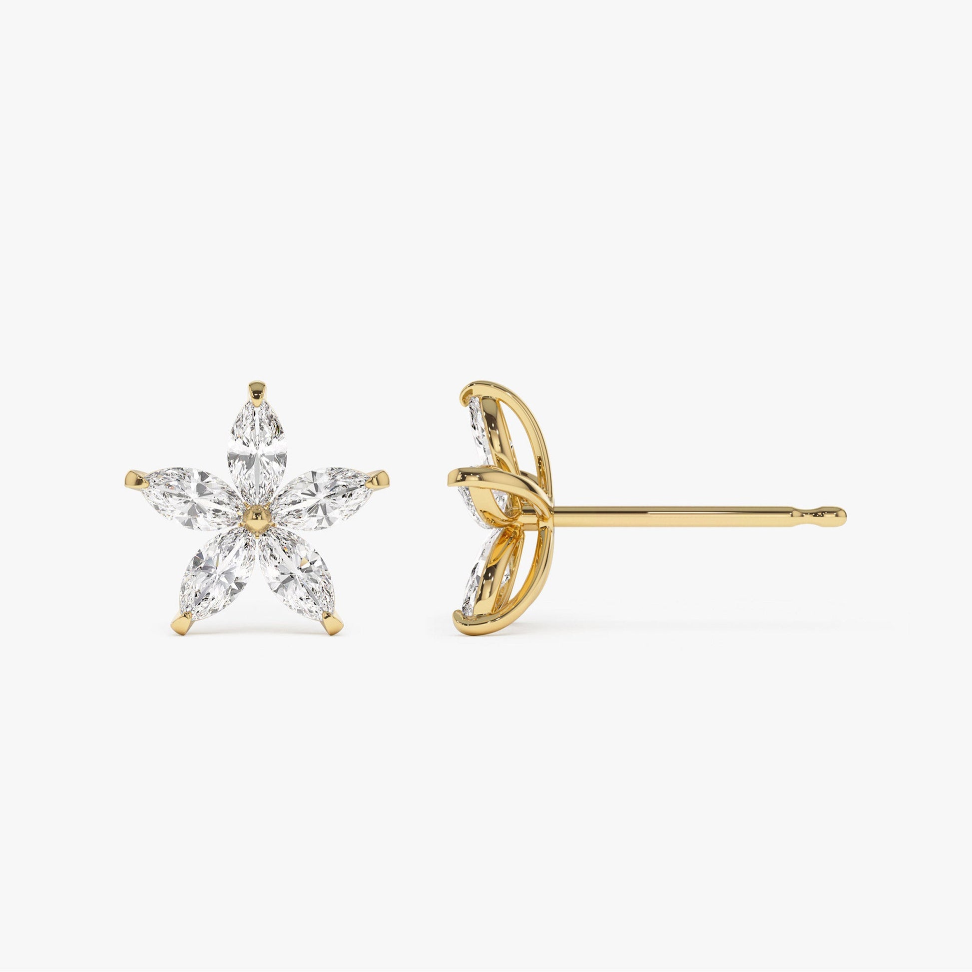 1.45 ctw 14k Marquise Shaped Lab Grown Diamond Floral Studs - Maya - Geum Jewels