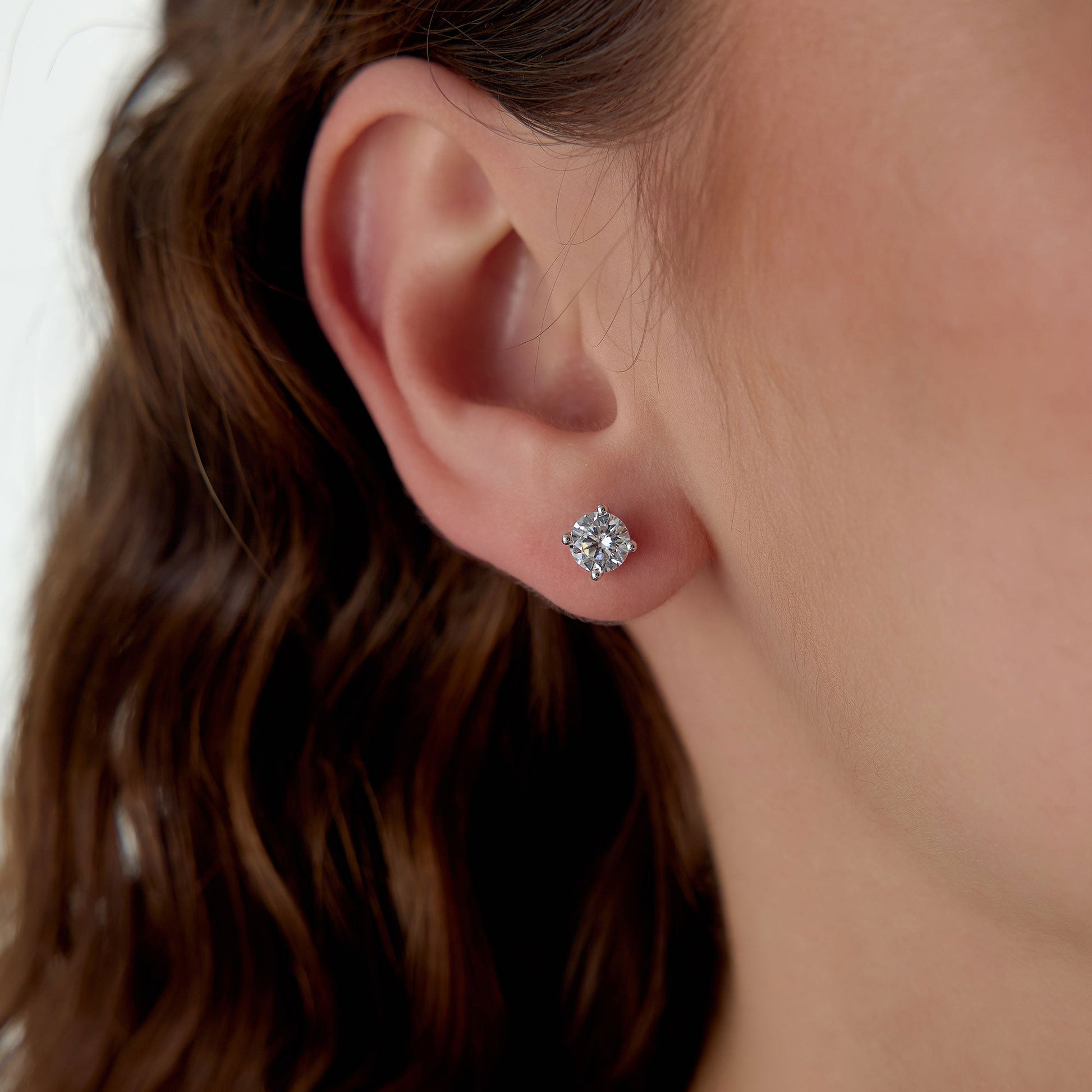 1.0-4.0cts 14k Classic Four Prong Round Lab Grown Diamond Studs - Riley - Geum Jewels