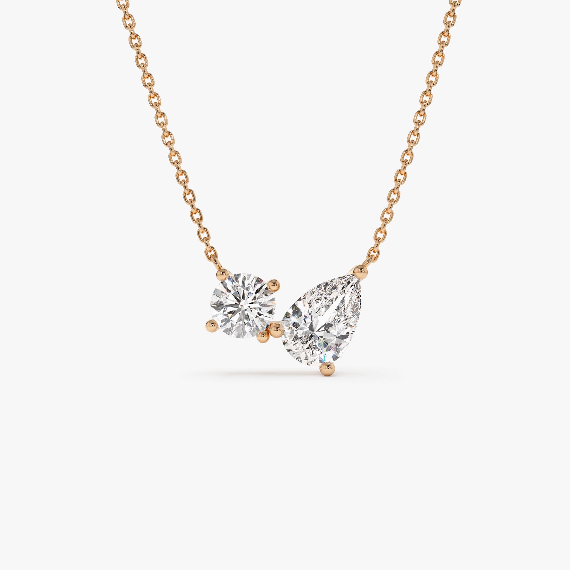 1.55 ctw 14k Pear Shaped and Rond Lab Grown Diamond Neklace - Maria