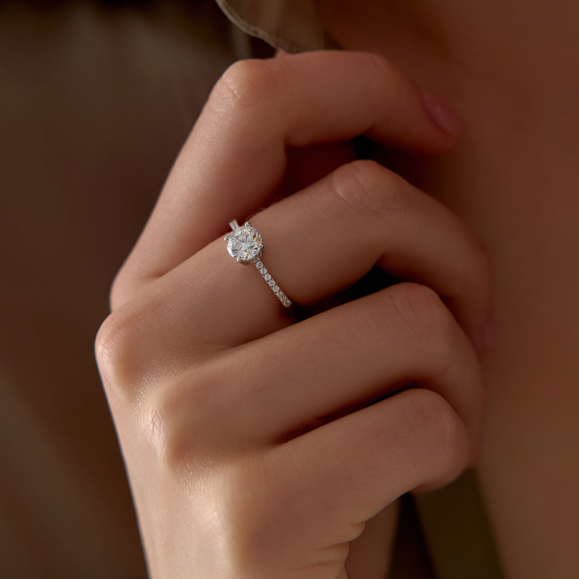 1.15 ctw 14k Classic Basket Setting Lab Grown Round Diamond Engagement Ring - Violet - Geum Jewels