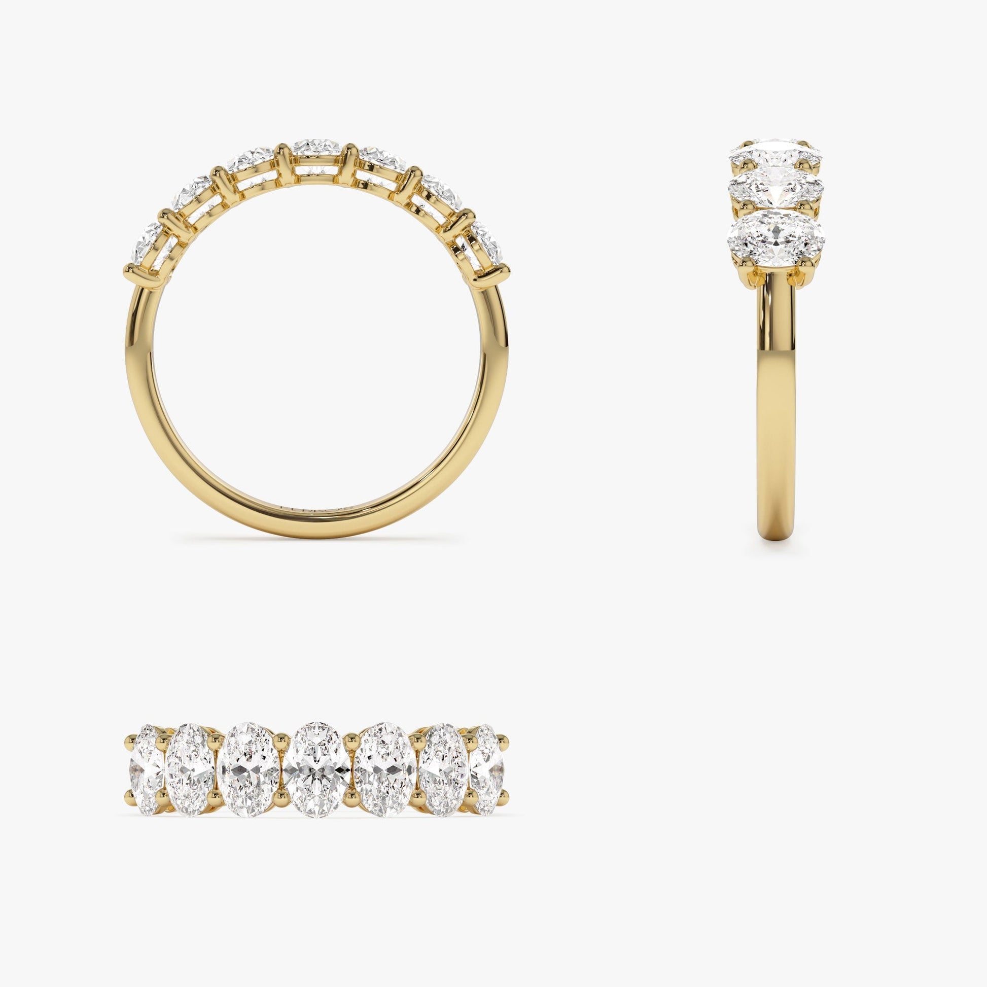1.25 ctw 14k Prong Setting Seven Stone Oval Cut Lab Grown Diamond Wedding Ring - Marie - Geum Jewels