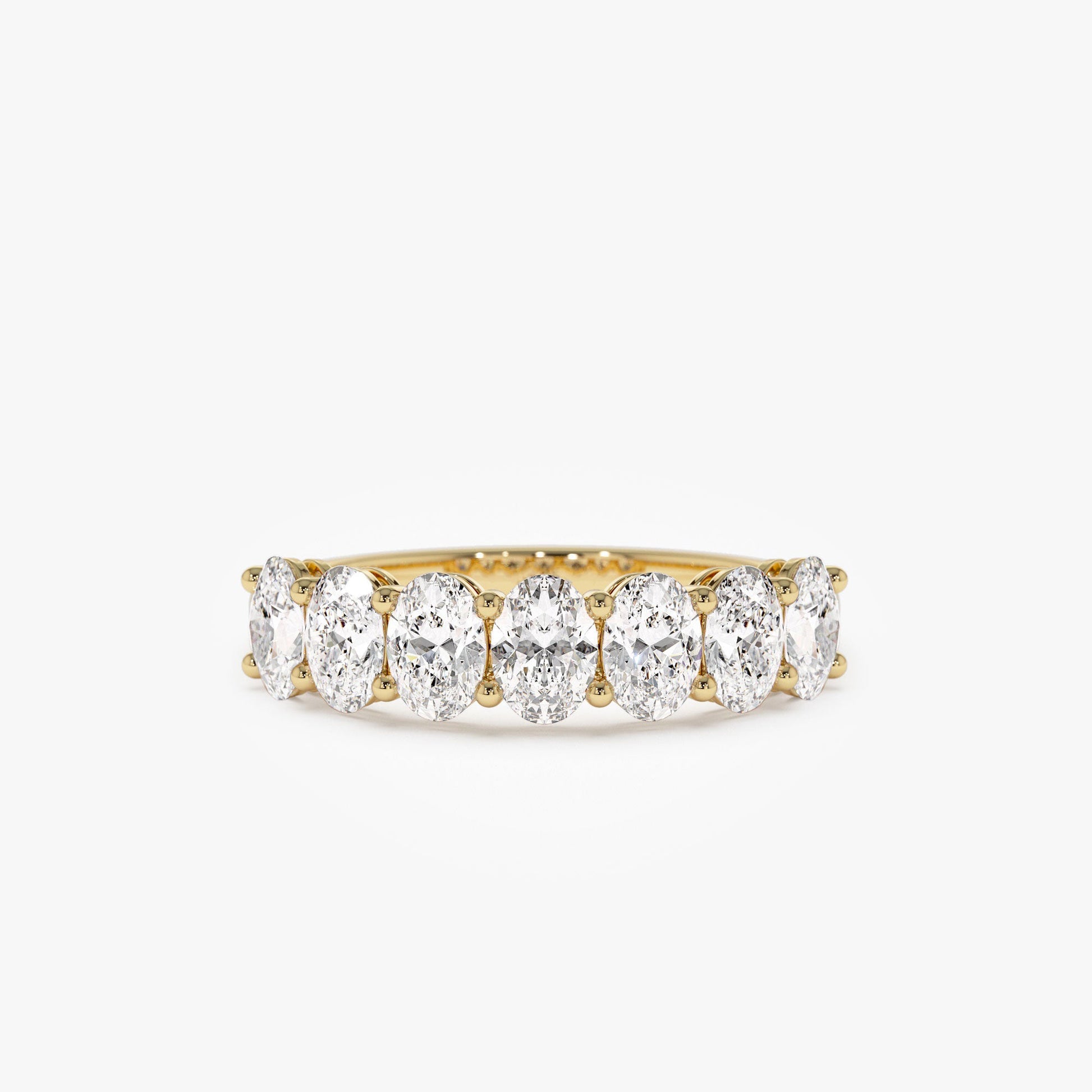 1.25 ctw 14k Prong Setting Seven Stone Oval Cut Lab Grown Diamond Wedding Ring - Marie - Geum Jewels